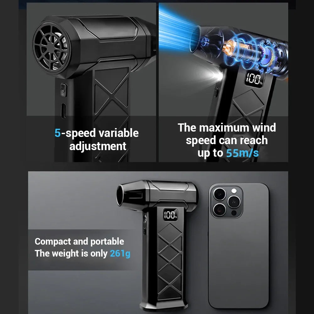 Powerful Dust Blower 800000RPM Brushless Motor Type-C Rechargeable Outdoor Air Duster Blower Air Blower Cleaning PC Turbo Fan